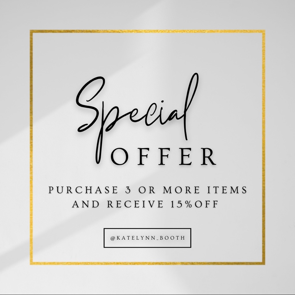 Make 3 or more purchases and receive a 15% discount!